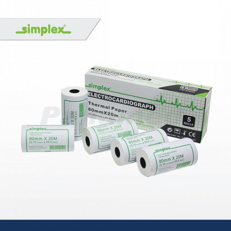 Simplex ECG Thermal Paper, 80mm x 20M (sold per roll) Simplex ECG Thermal Paper, 80mm x 20M (sold per roll)